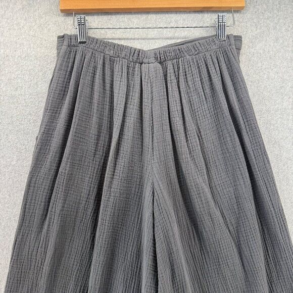 Color Me Cotton CMC Medium Wide-Leg Cropped Pants Elastic Waist Pockets Gray NWT - Picture 9 of 13
